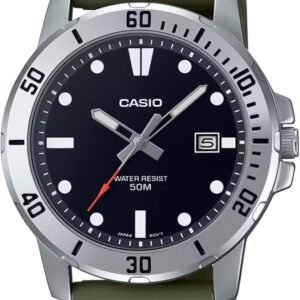 Casio Men's Watch - MTP-VD01-3EVUDF Black Dial, Green Band