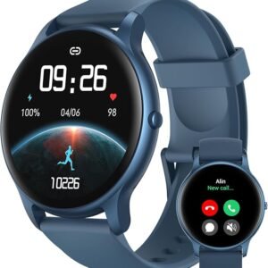 Parsonver Smart Watch for Women Men (Answer/Make Calls) Compatible with iPhone/Android Phones, Fitness Tracker with 100+ Sports Modes IP68 Waterproof, Heart Rate/Blood Oxygen/Sleep/Steps Monitor, Blue